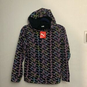 3-4 Girls Puma hoodie black colorful XL NWT
